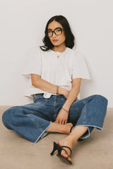 Isha Pleated Top in White