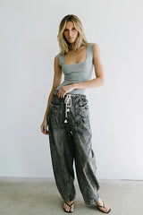 Sawyer Lace Trim Tank Top in Heather Grey