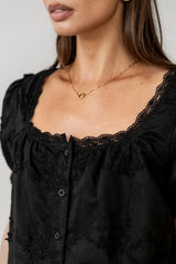 Hadley Embroidered Blouse in Black