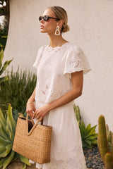 Molly Embroidered Top in White