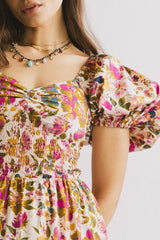 Robbie Floral Midi Dress in Pink