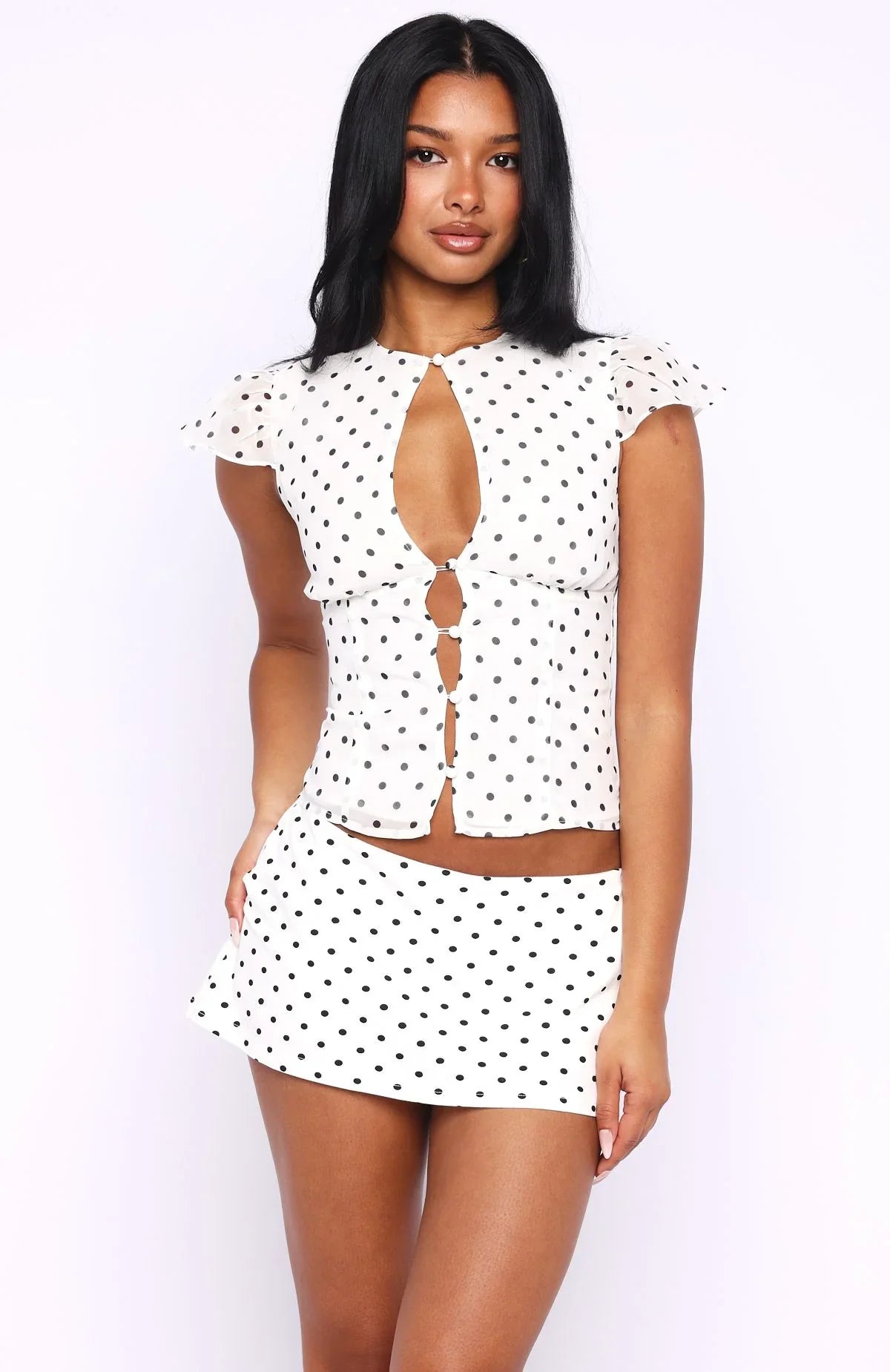 Choose Wisely Mini Skort White/Black Polka Dot