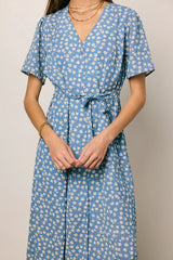 Malik Floral Midi Dress in Blue