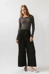 Kiya Striped Top in Charcoal
