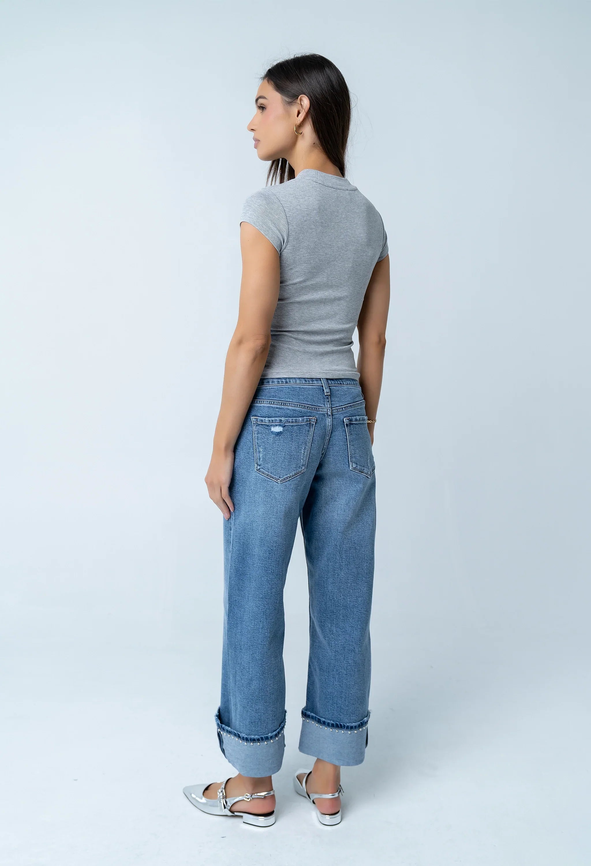 Asher Ribbed top in Heather Grey