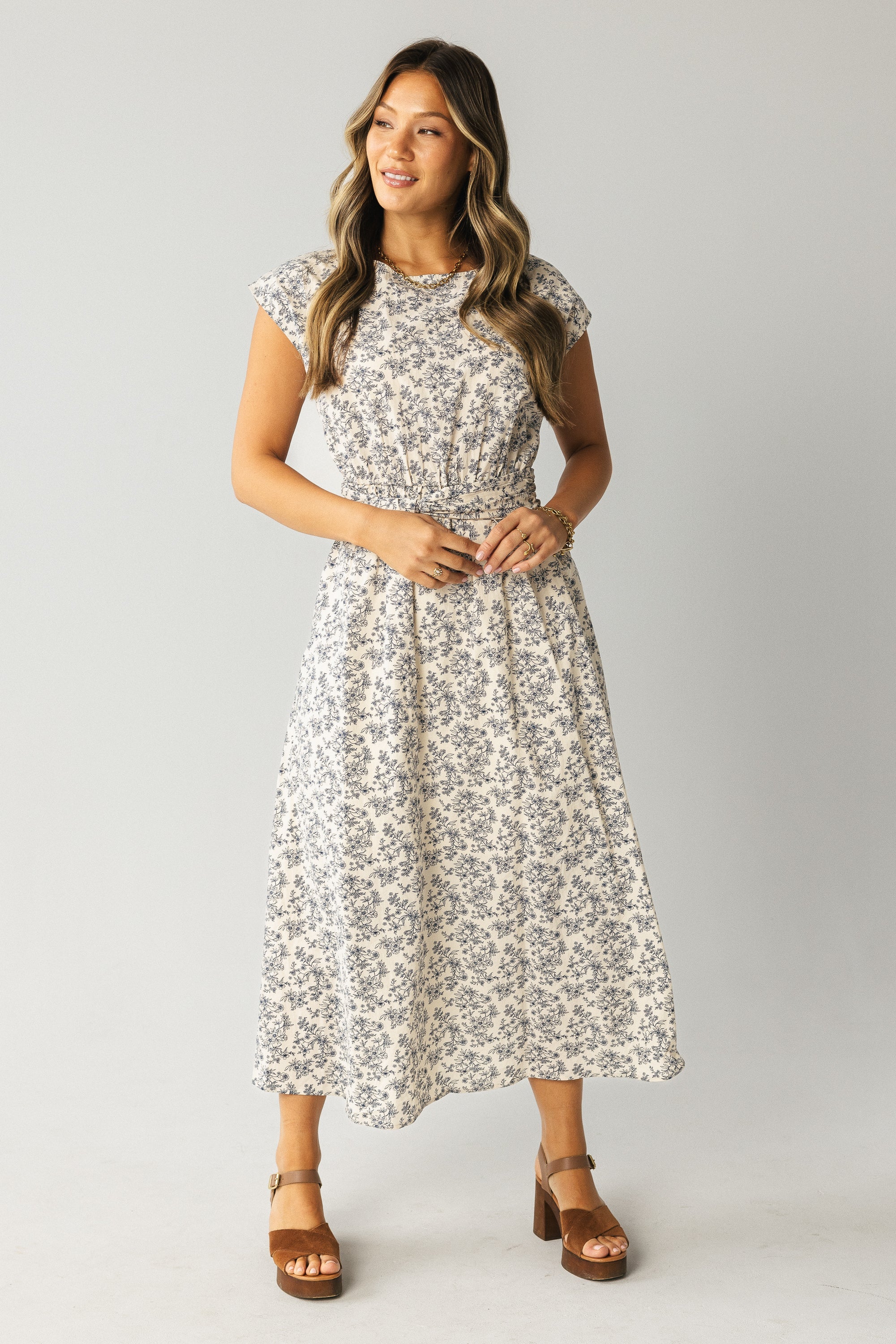 Heather Floral Maxi Dress in Blue