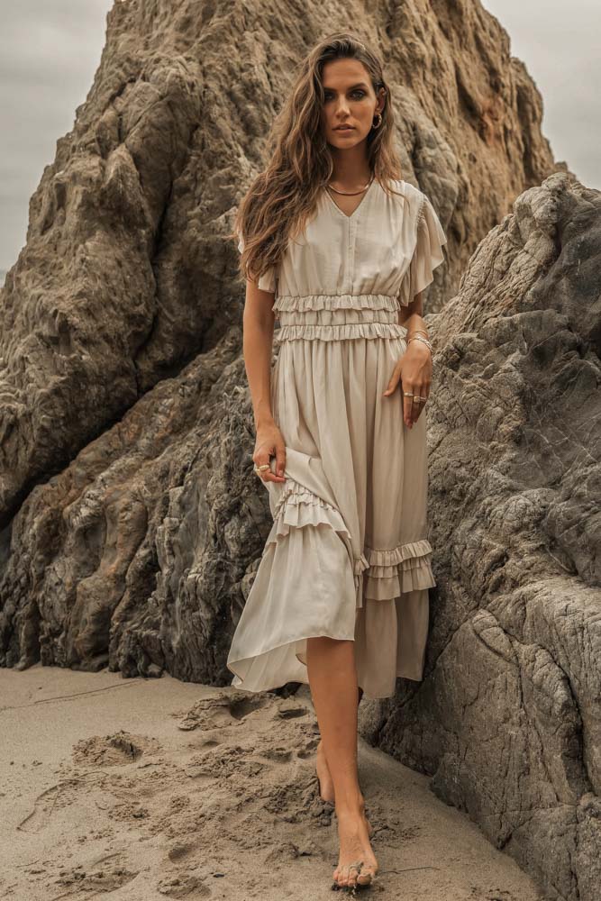 Willa Ruffle Dress in Ivory