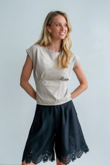 Tam Pleated Top in Taupe