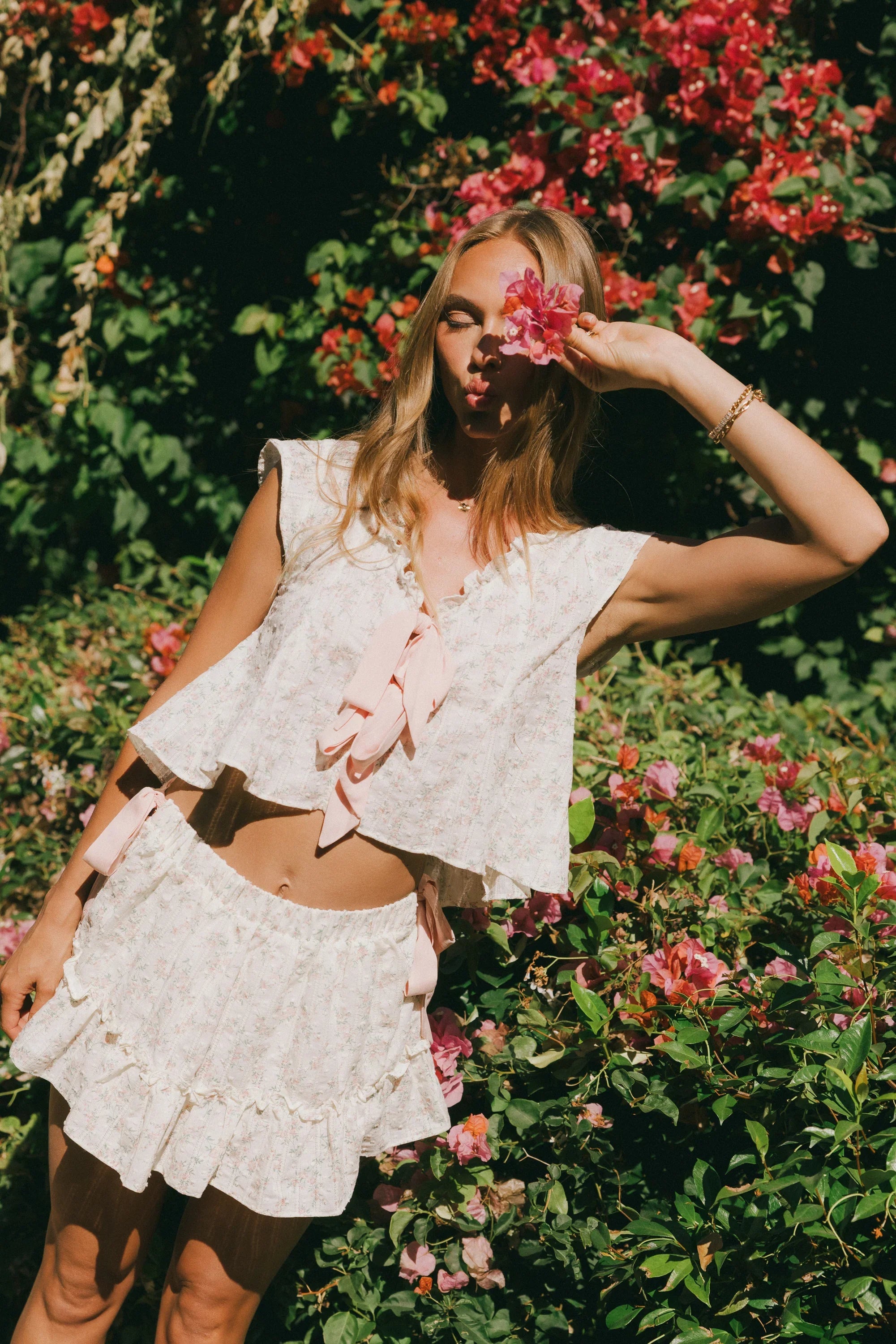 Regina Floral Blouse in Blush