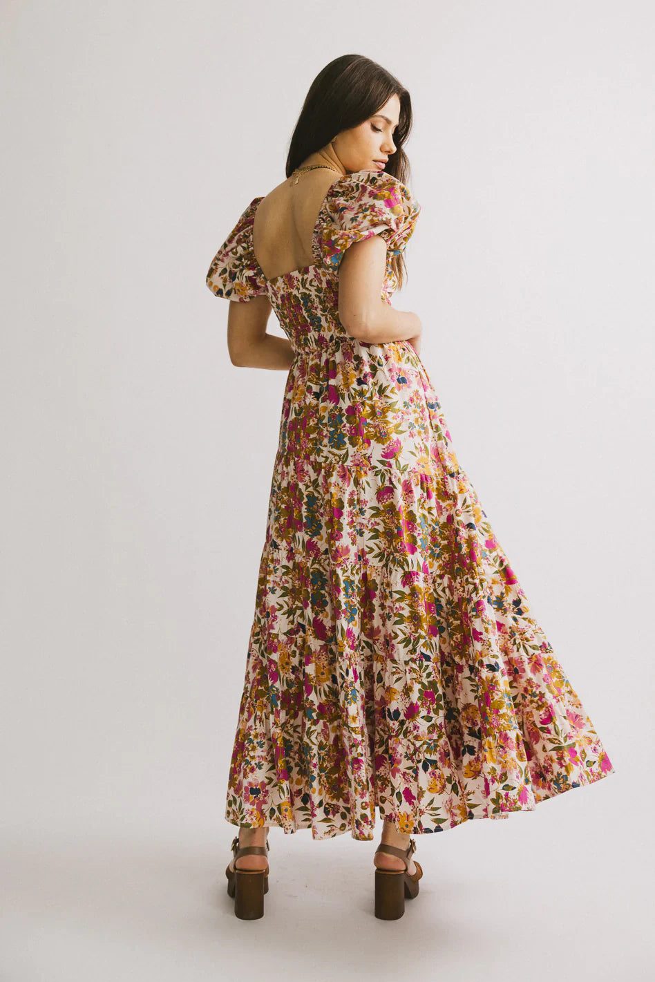 Robbie Floral Midi Dress in Pink