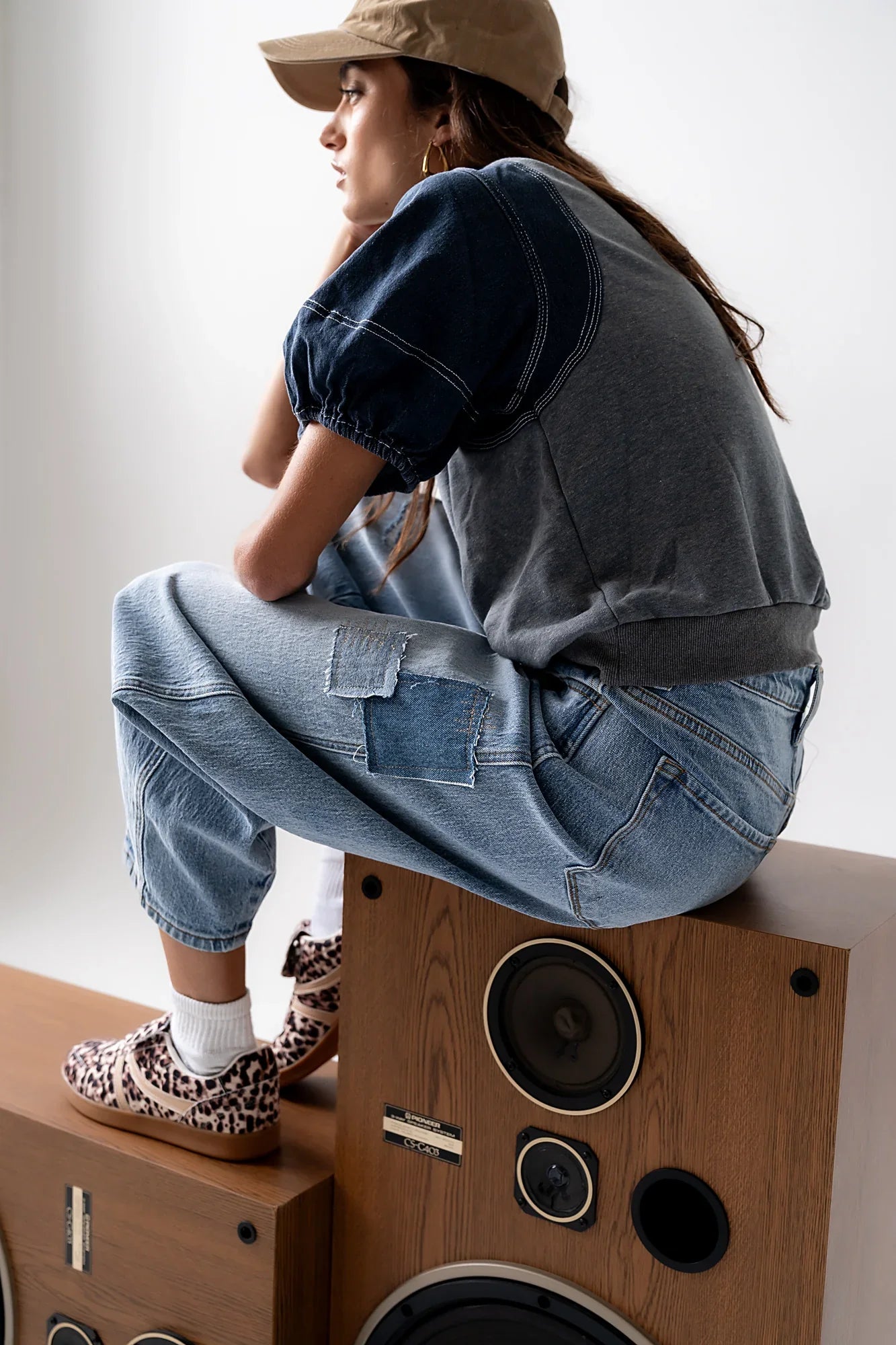 Rory Contrast Top in Denim