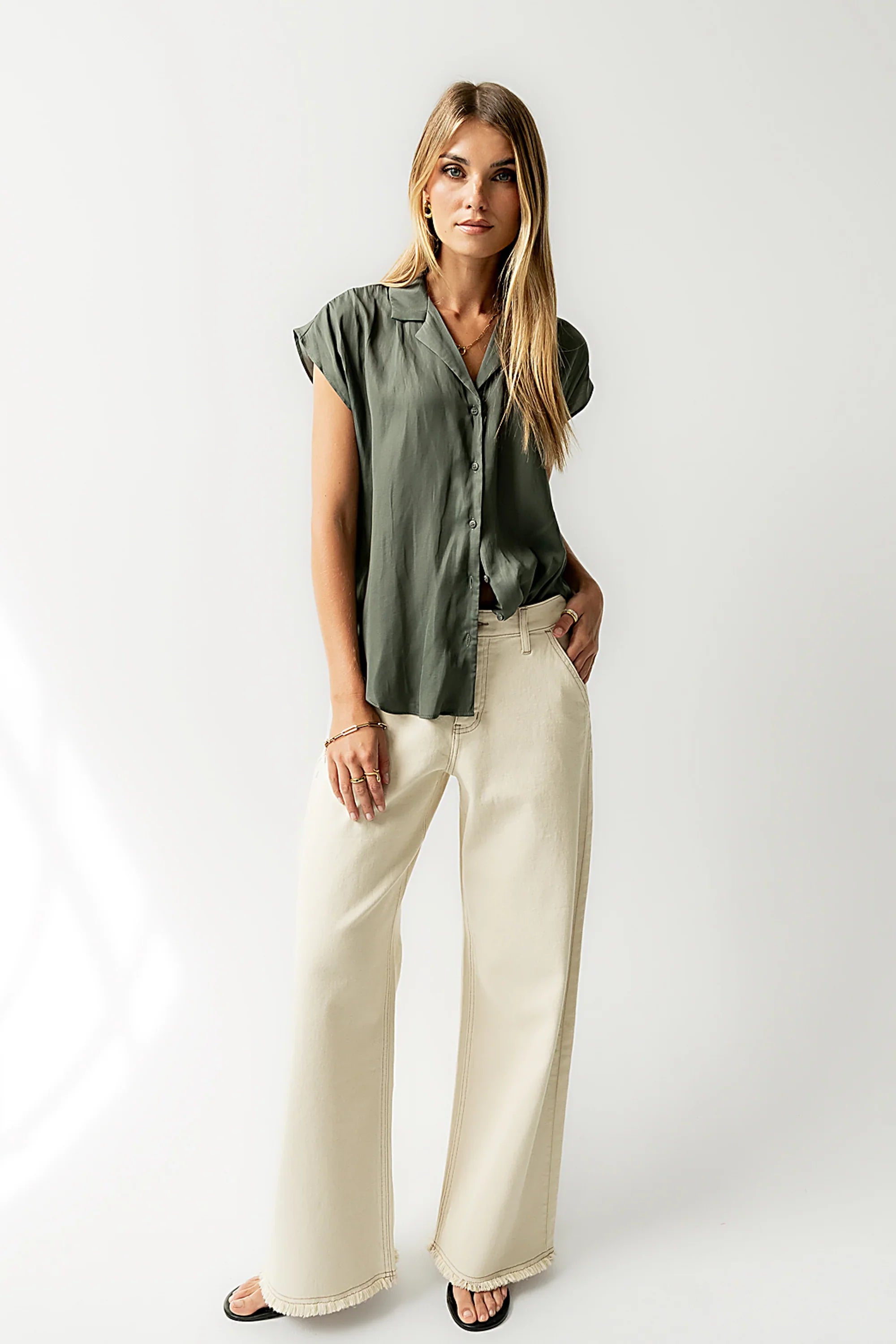Poppy Collared Blouse in Green