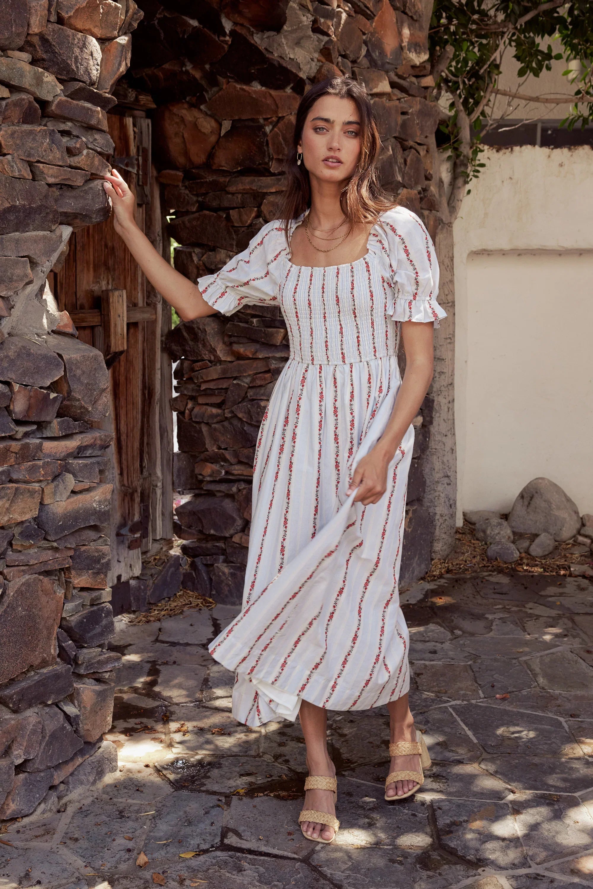 Effie Embroidered Midi Dress