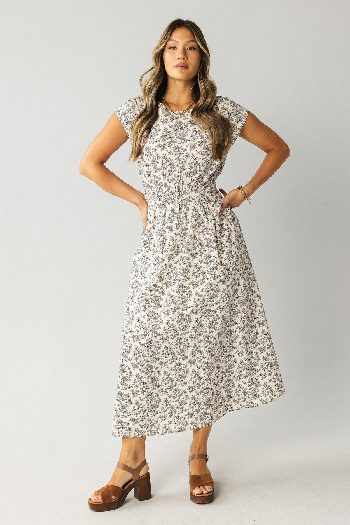Heather Floral Maxi Dress in Blue