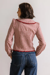 Brenna Gingham Blouse in Burgundy
