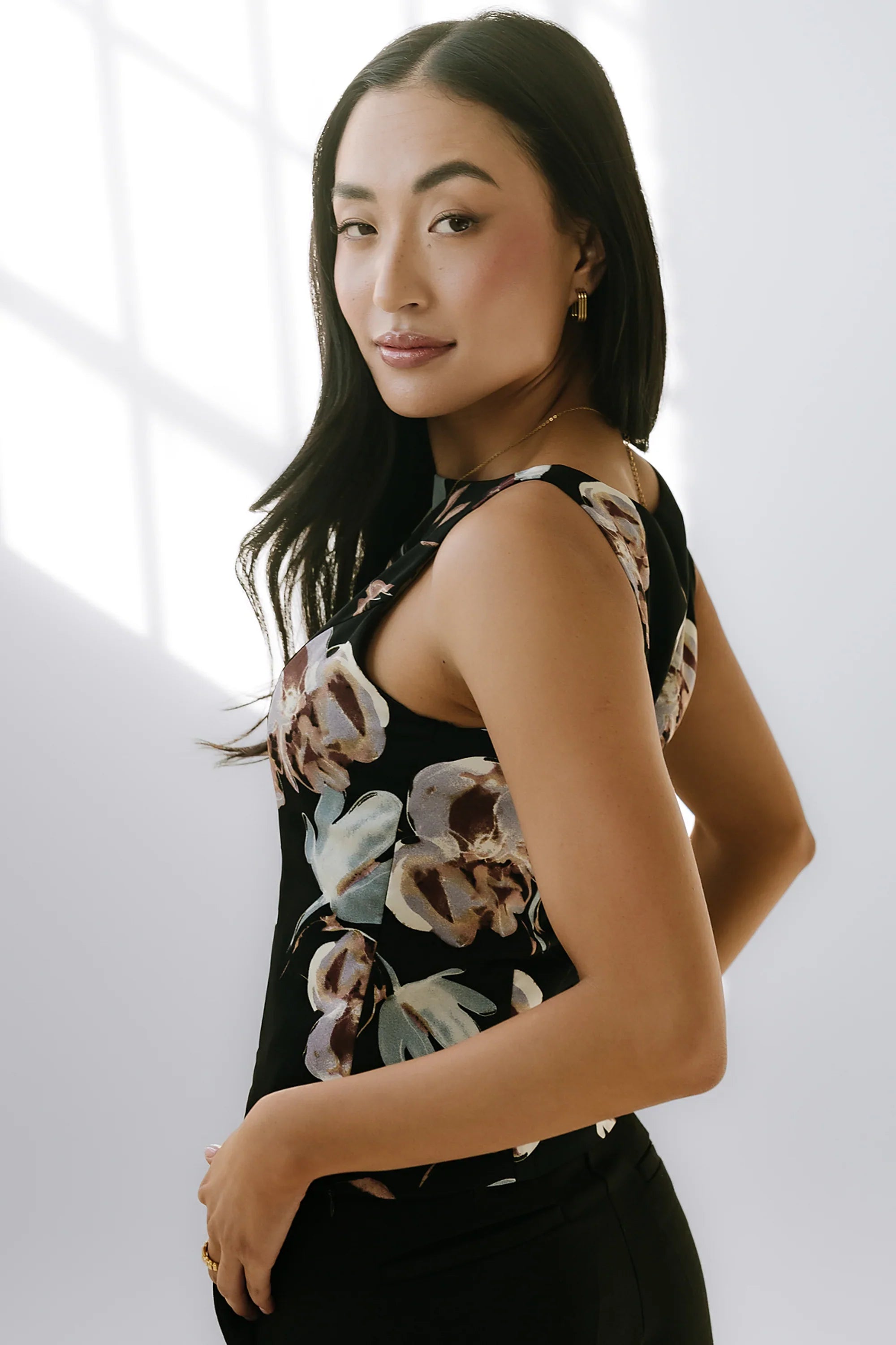 Eden Floral Top in Black