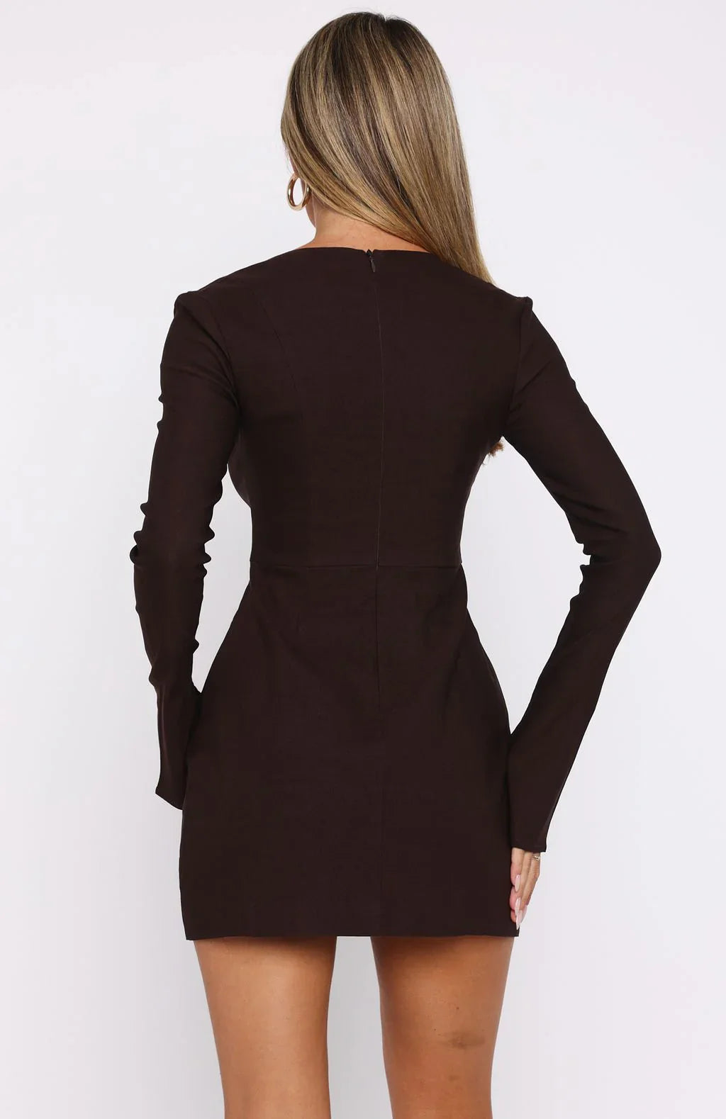 Living For Love Long Sleeve Mini Dress Chocolate
